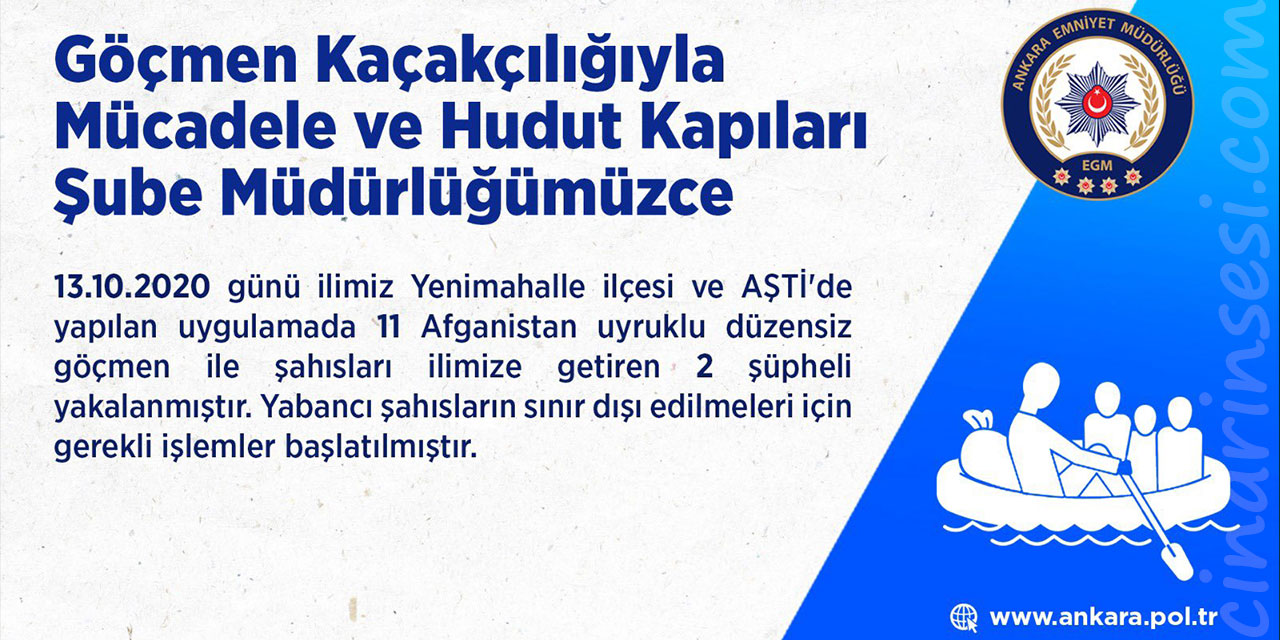 Ankara'da 11 düzensiz göçmen yakalandı
