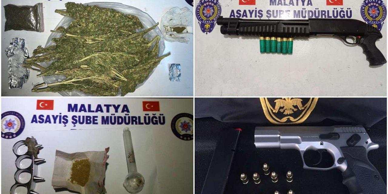 Malatya'da silah ve uyuşturucu madde ele geçirildi