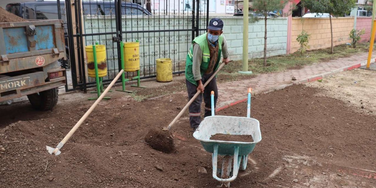 ​Siirt Belediyesinden parklarda bakım ve çiçeklendirme çalışması