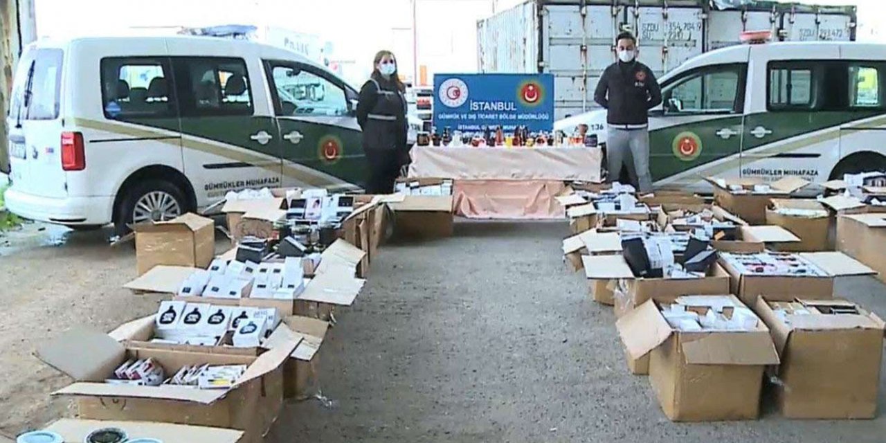 İstanbul’da binlerce şişe sahte parfüm ve nargile tütünü ele geçirildi