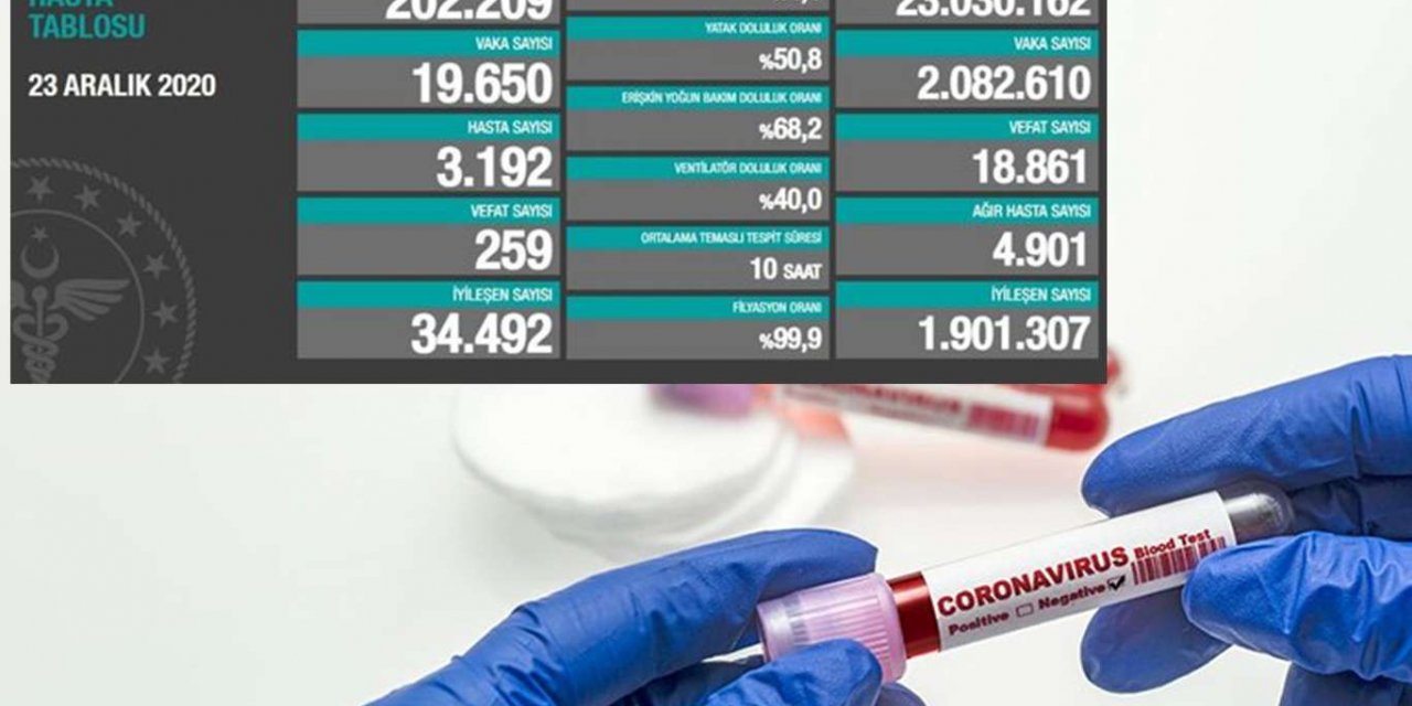 Koronavirus kaynaklı 259 ölüm 19 bin 650 yeni tanı kondu