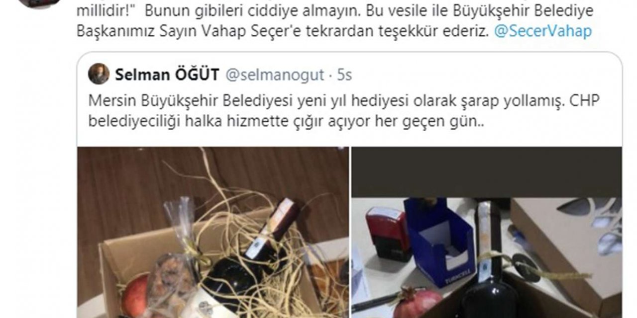 CHP'li Mersin Büyükşehir Belediye Başkanı il protokolüne hediye olarak içki gönderdi