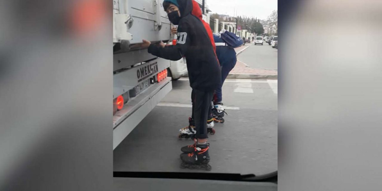Antalya’da patenli gençler trafikte tehlike saçtı!
