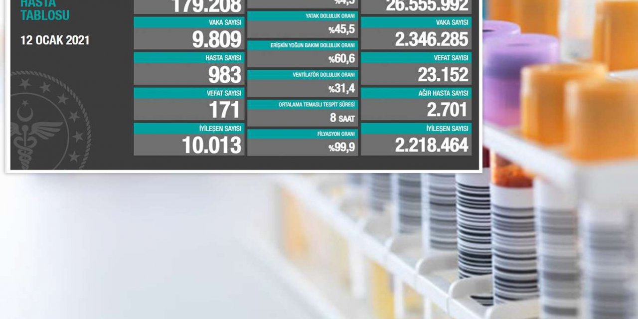 Türkiye'de son 24 saatte Covid-19 kaynaklı 171 ölüm 9 bin 809 tanı kondu