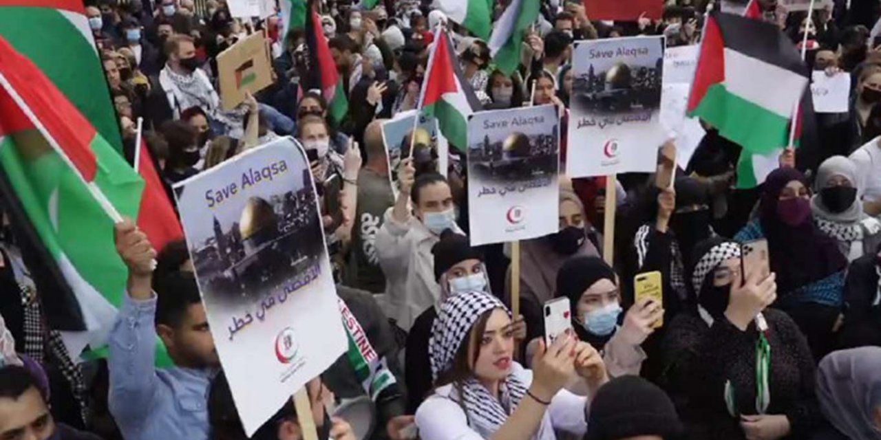 Siyonist işgal rejiminin Mescid-i Aksa saldırıları Londra'da protesto edildi
