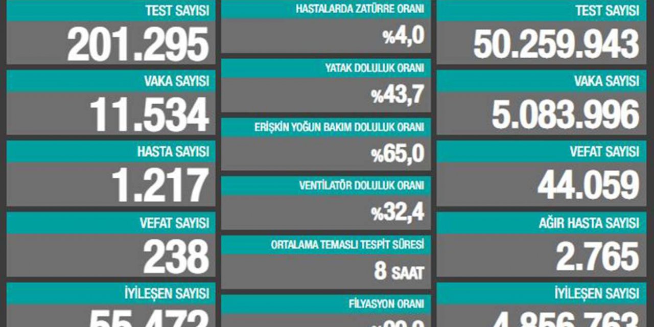 Türkiye'de Coronavirus vaka sayısındaki düşüş sürüyor