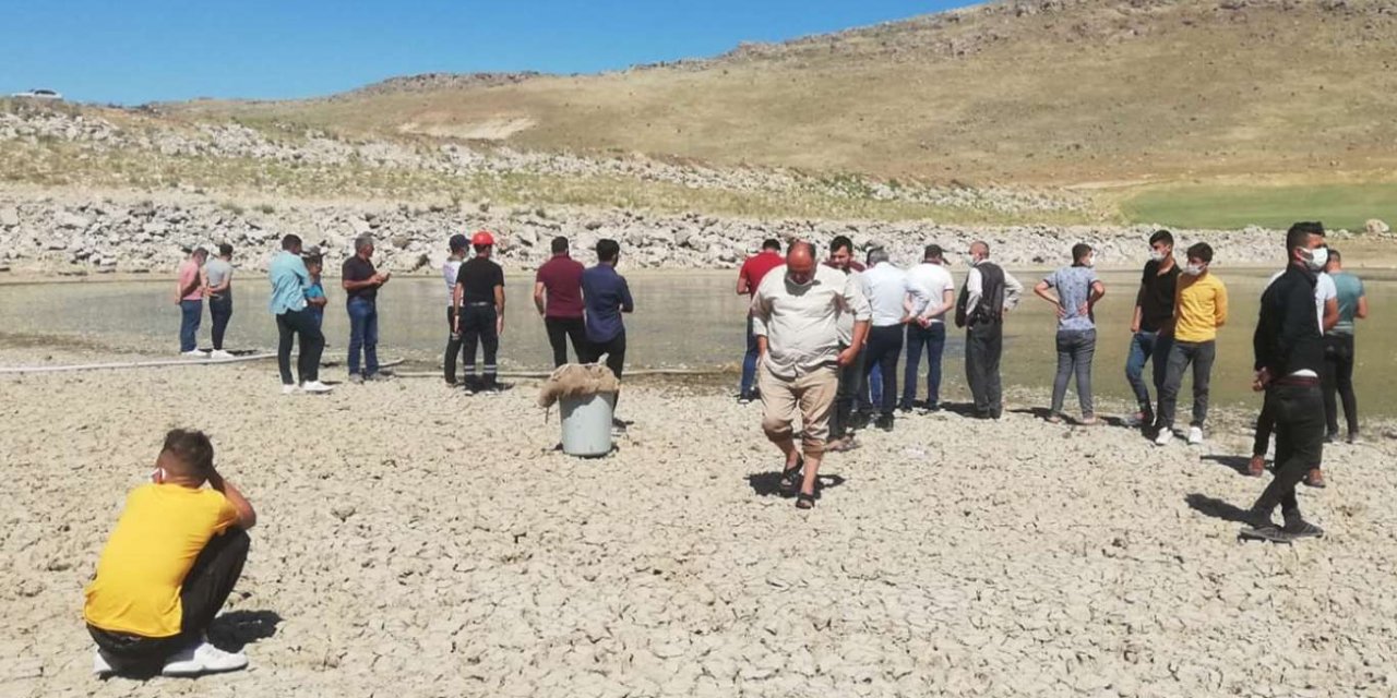 ​Kuruyan gölette can çekişen balıklar kurtarıldı