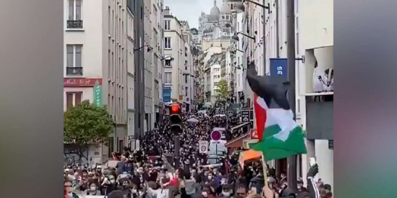Paris'te on binler 'Katil israil' sloganları attı