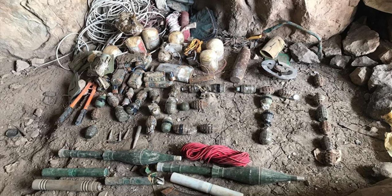 Girişine EYP döşenen mağarada yüklü miktarda mühimmat ele geçirildi