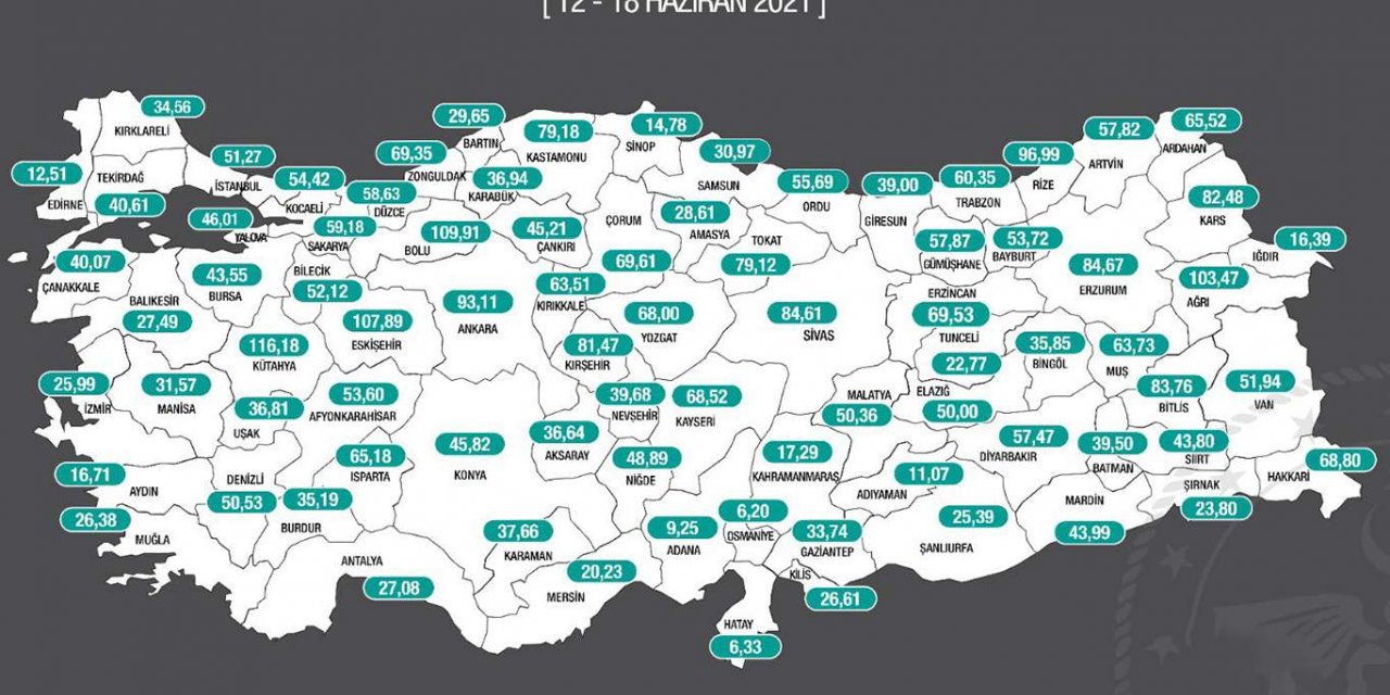 İllere göre haftalık vaka haritası açıklandı