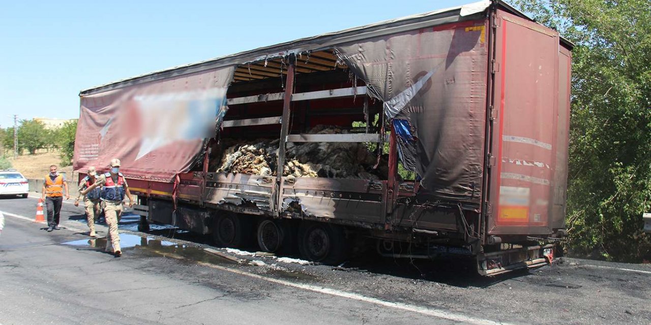Çınar'da TIR kamyonu yandı