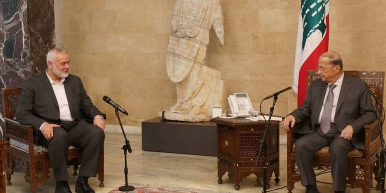 Hamas delegation led by Haneyya meets Lebanese president