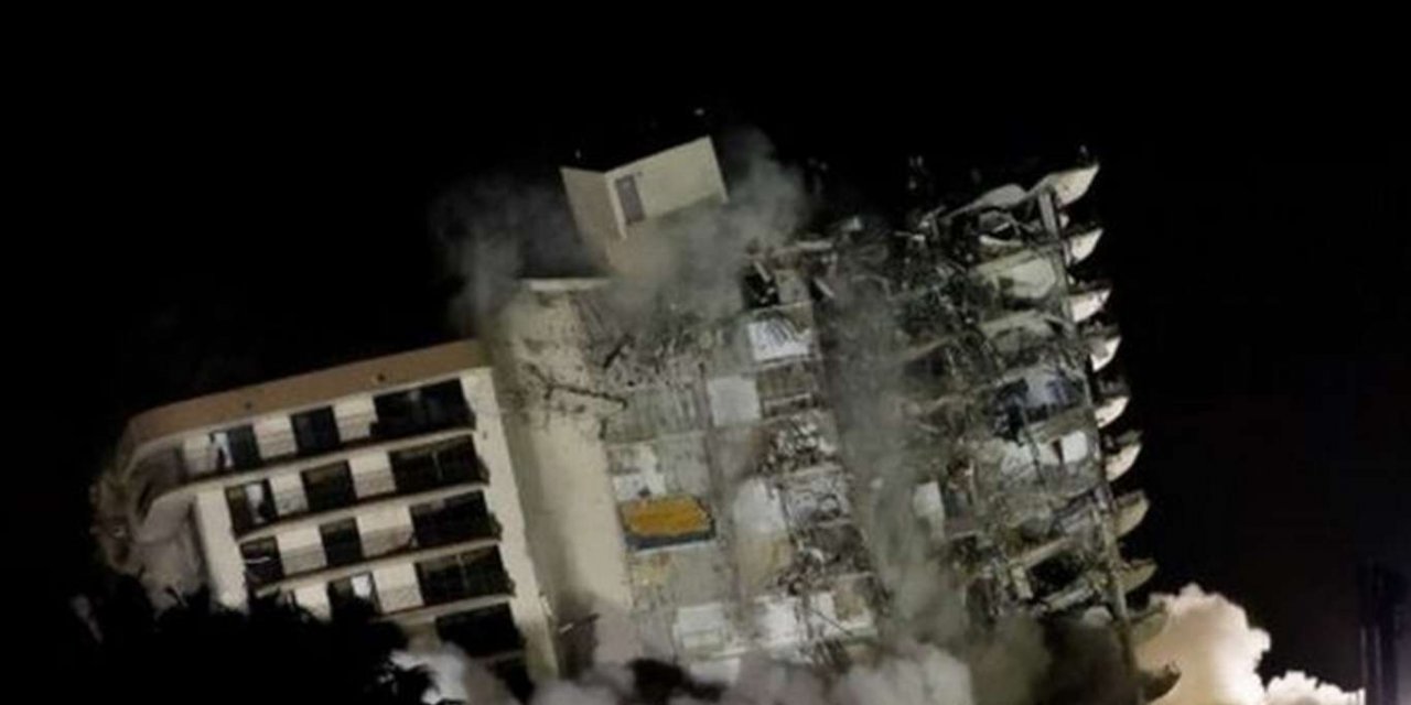 Miami'deki bina çöküşü: Kalan yapı kontrollü yıkımla yıkıldı