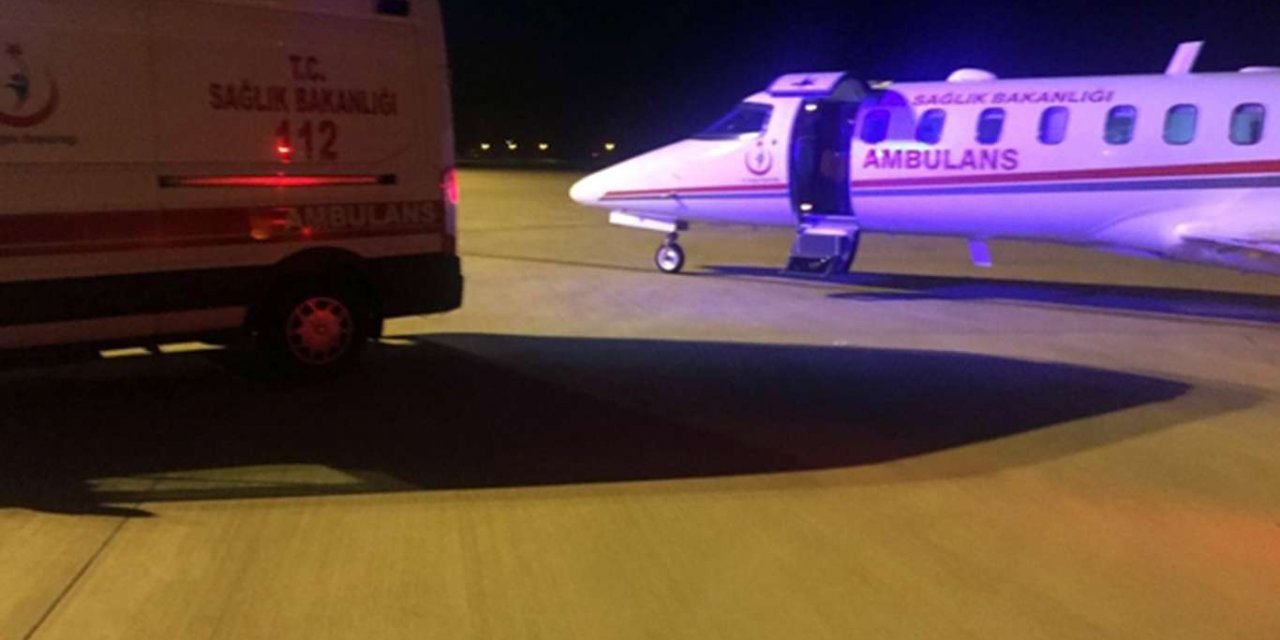 Uçak ambulans iki hasta için havalandı