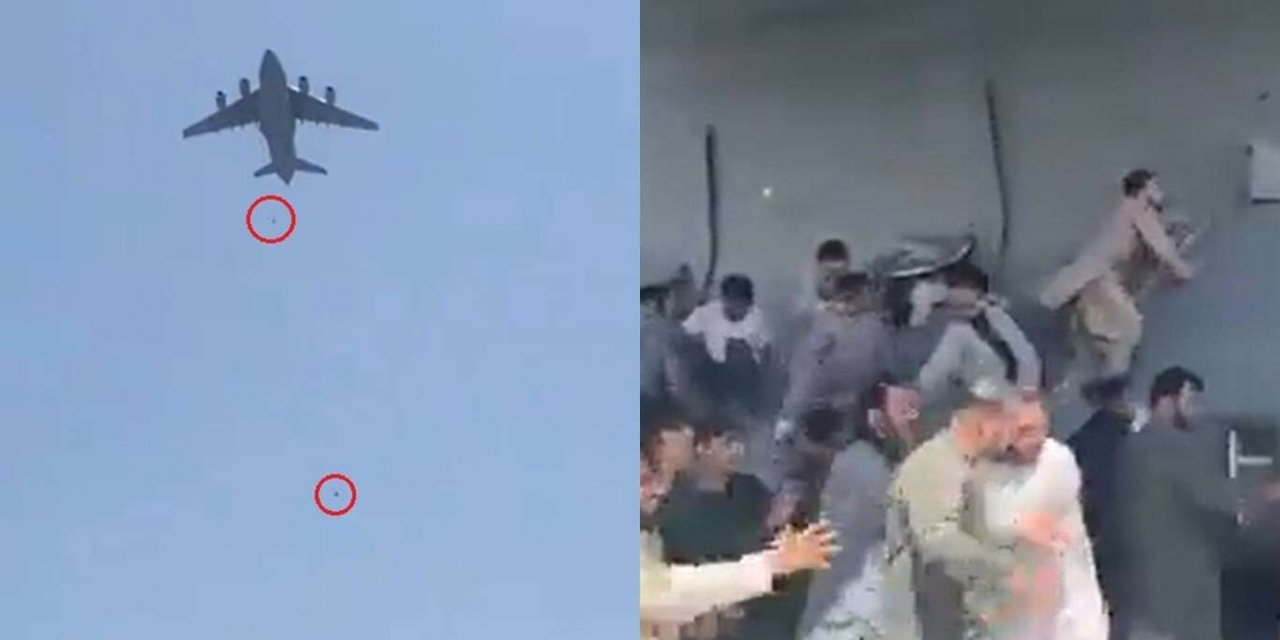 Kabil Havalimanı'nda uçağa tutunarak ülkeden kaçmak isteyen Afganlar yere çakıldı