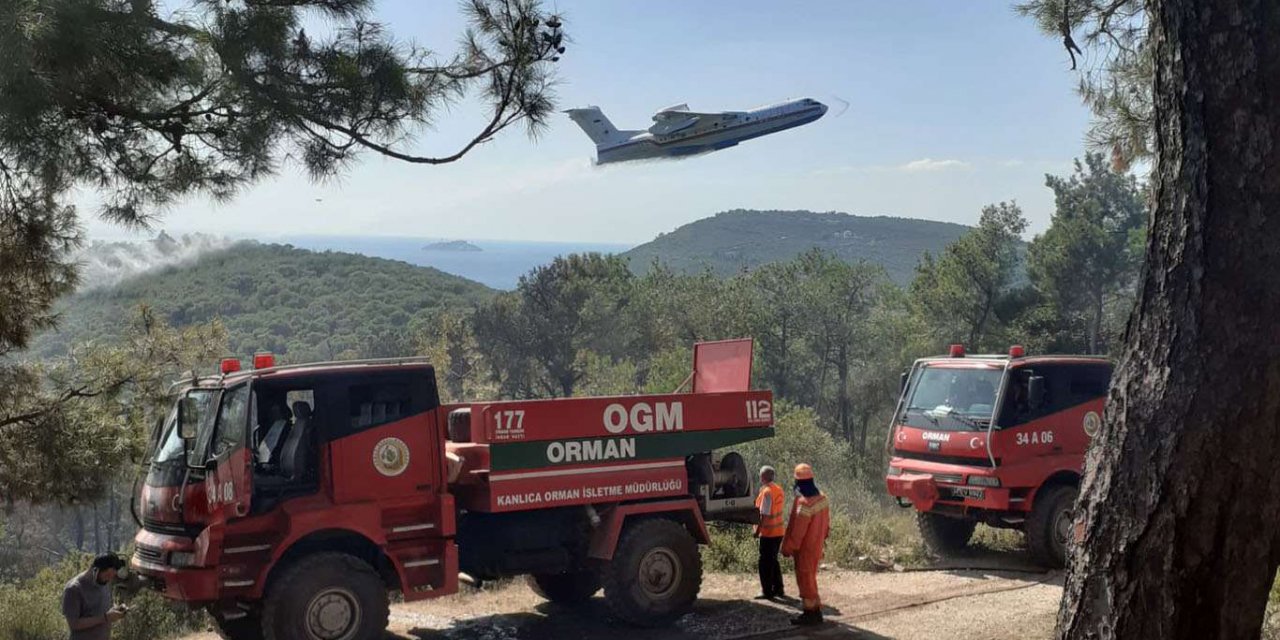 Heybeliada'daki orman yangını kontrol altına alındı