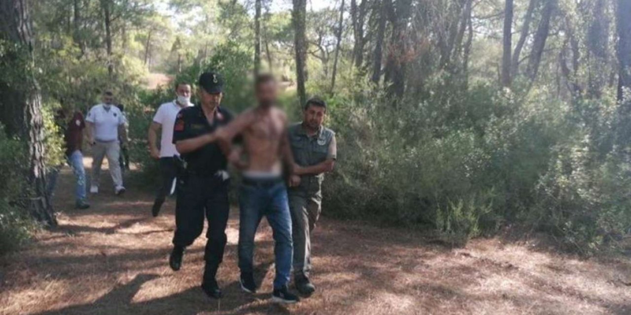 Antalya'da ormanda yangın çıkaran şahıs suçüstü yakalandı