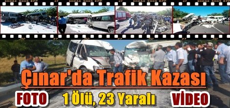 Çınar'da yolcu minibüsleri çarpıştı video