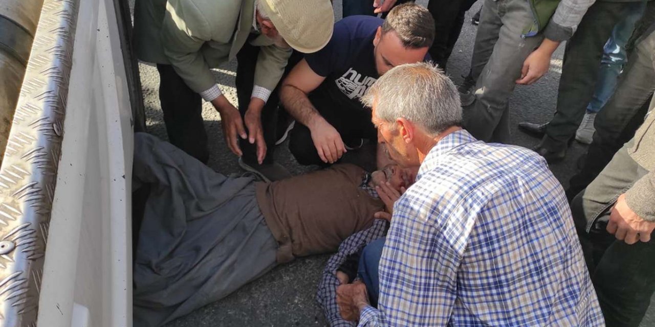 Ergani'de Yaşlı adam tırın altında kalmaktan son anda kurtuldu