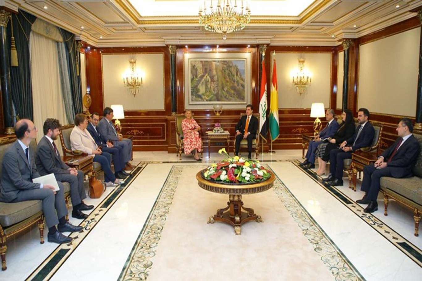 Nêçîrvan Barzanî û şanda Senatoya Fransî rewşa Şingal û Sûriyê gotûbêj kirin