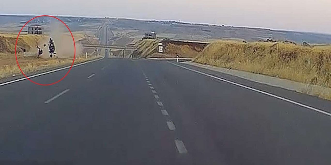 Diyarbakır'da motosiklet sürücüsü taklalar attı