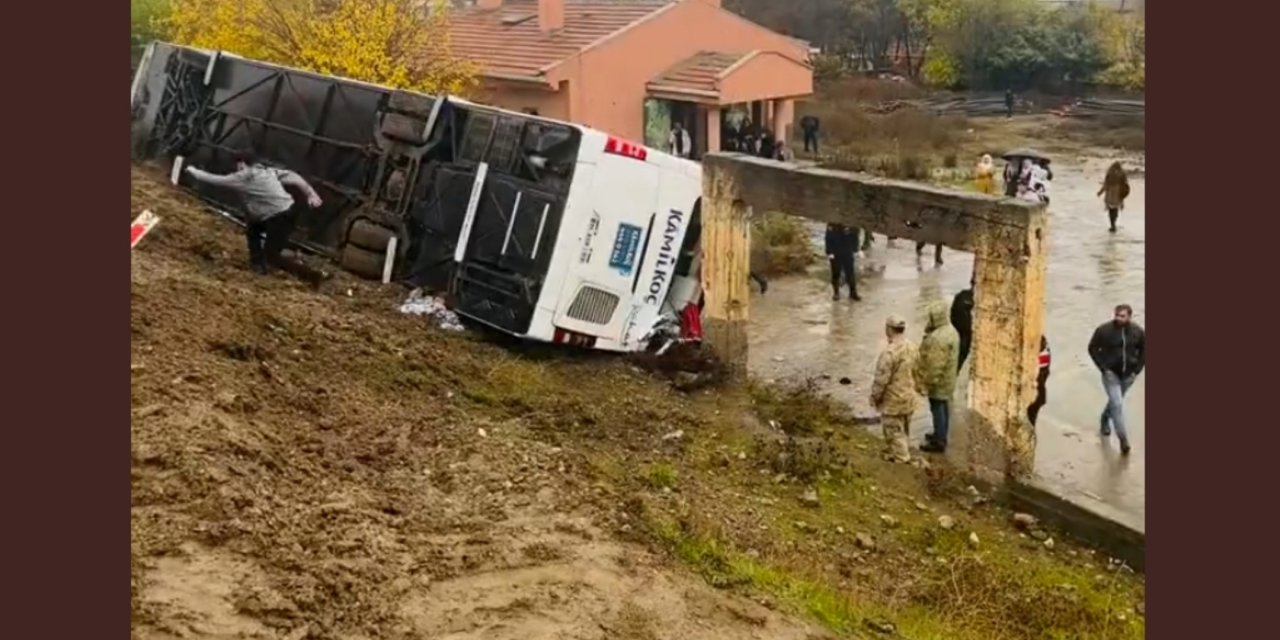 Çınar'da yolcu otobüsü devrildi çok sayıda yaralı var