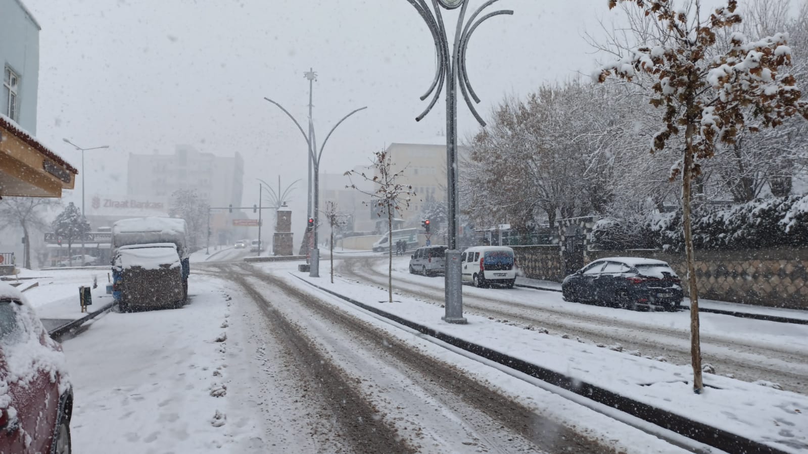 Çınar'da yoğun kar yağışı başladı