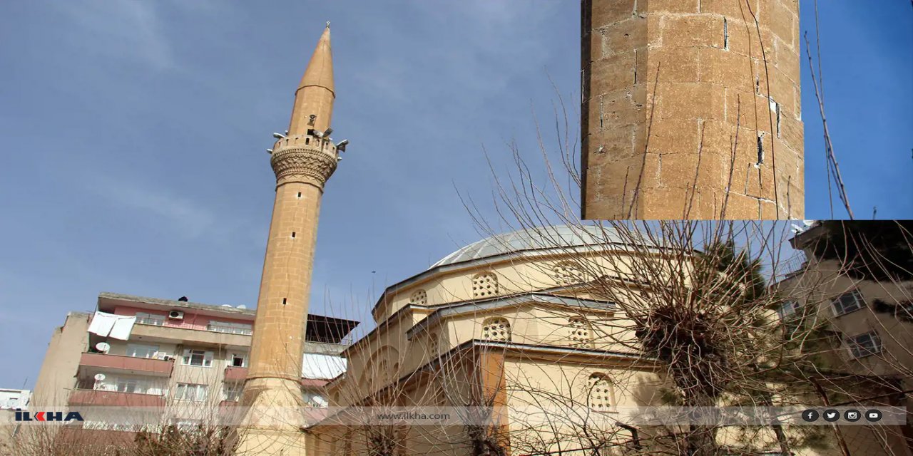 Diyarbakır'da hasar gören cami minaresi mahalleliyi korkutuyor