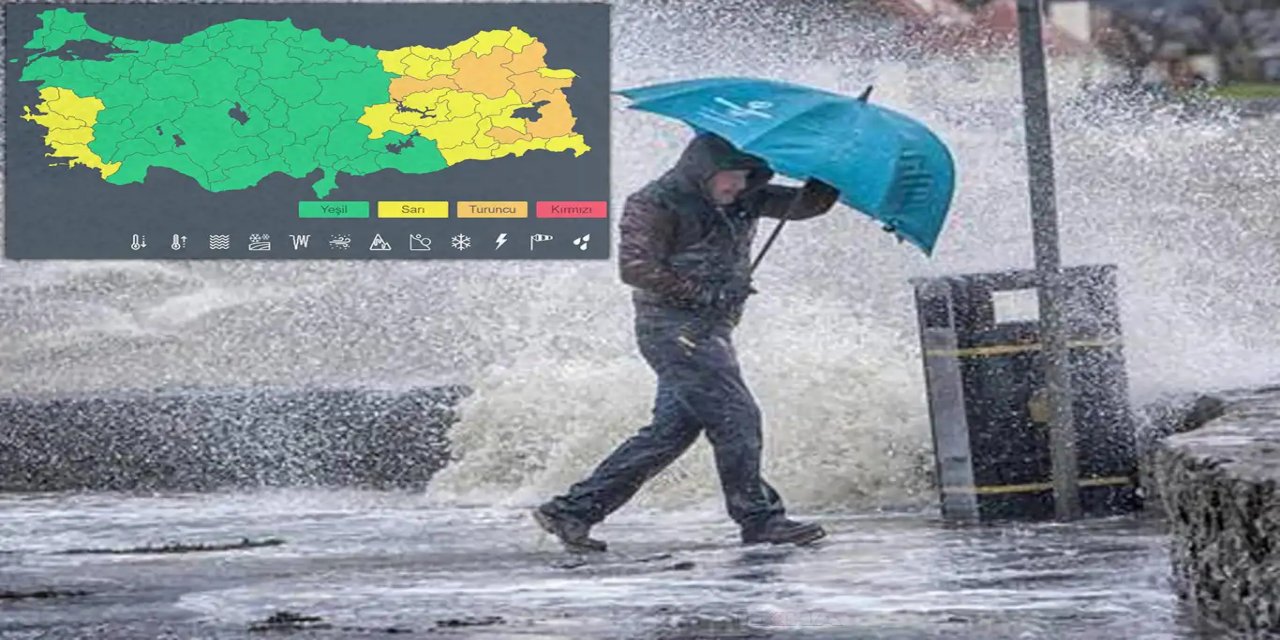 29 il için sarı ve turuncu kodlu uyarı