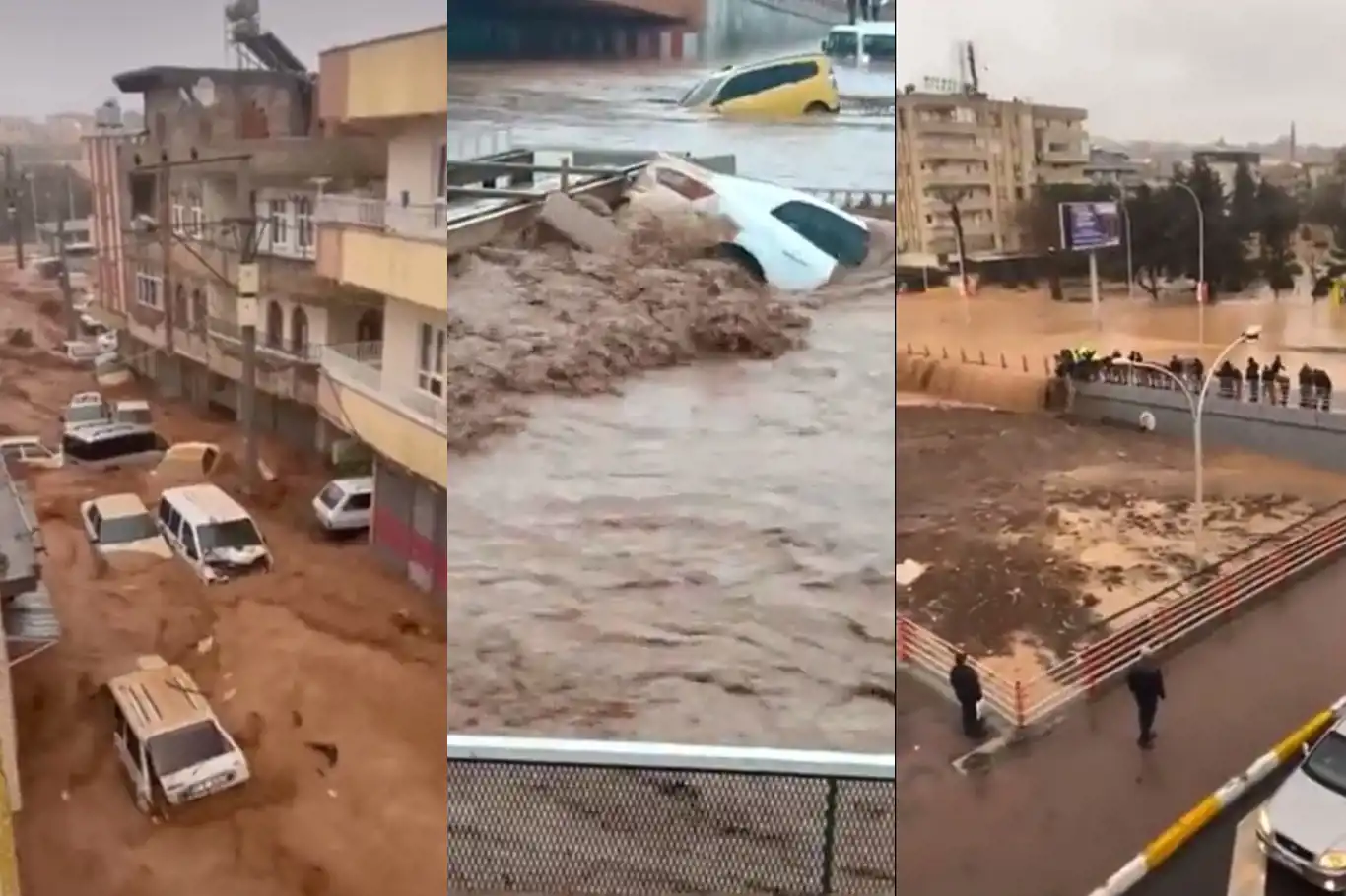 Şanlıurfa'da araçlar sele kapıldı, cadde ve sokaklar nehre döndü