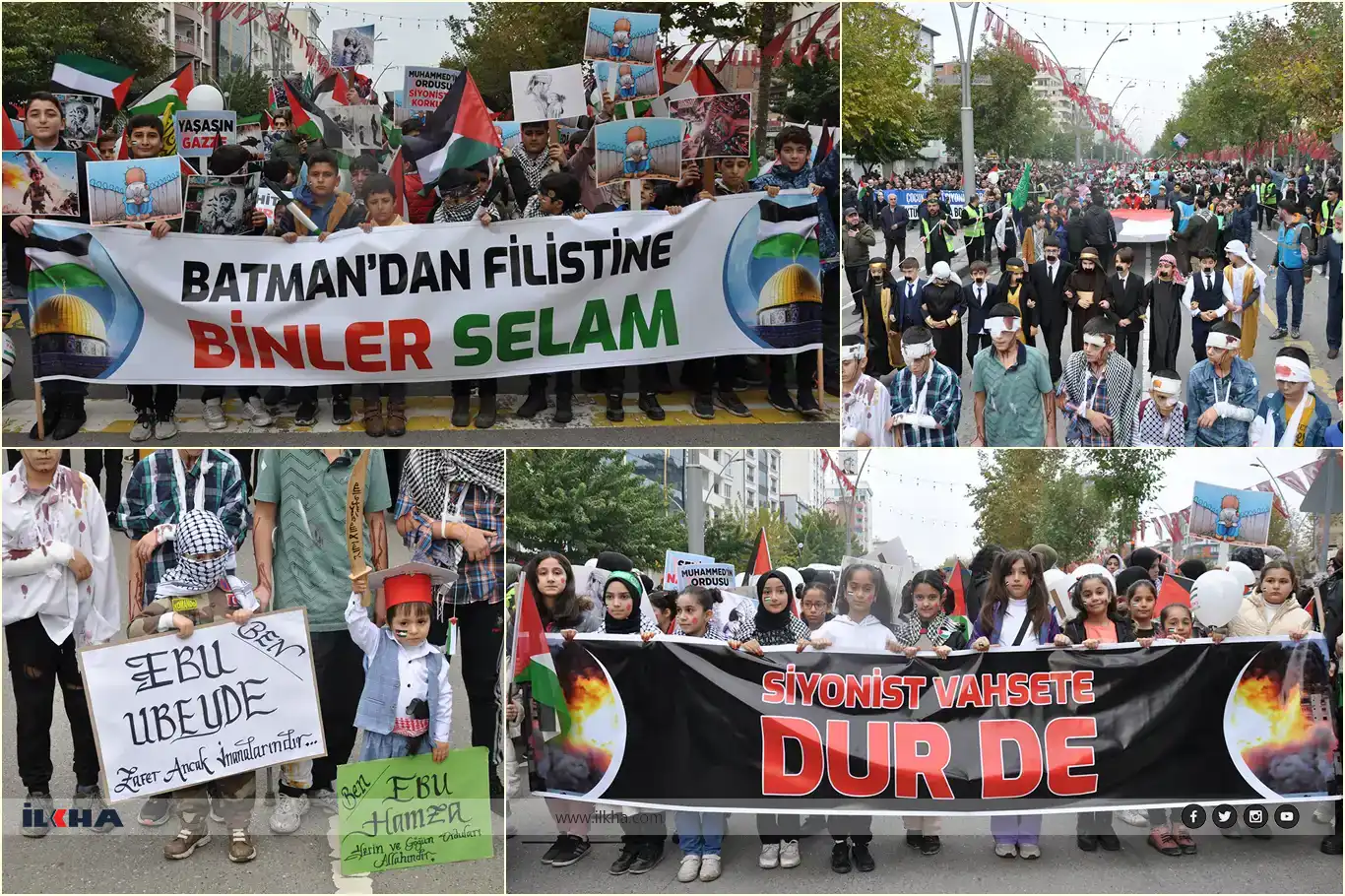 Li Êlihê bi hezaran zarok ji bo zarokên ku li Xezzeyê hatine qetilkirin meşîyan