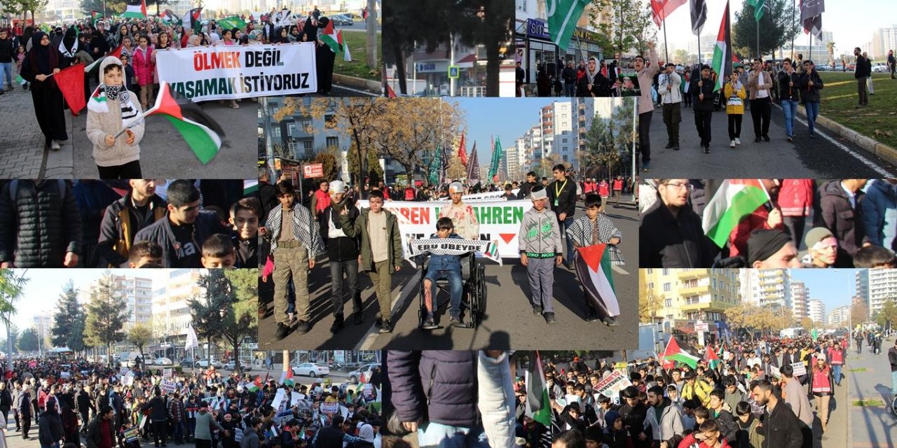 Diyarbakırlı çocuklar Filistinli akranları için yürüyüş yaptı