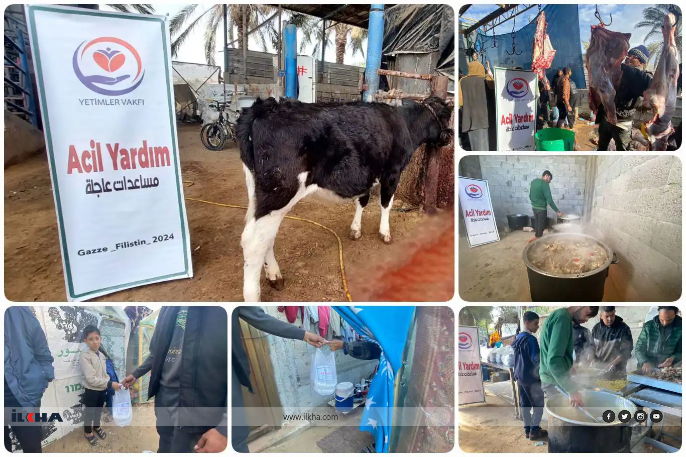 Yetimler Vakfı, Gazze'de kestiği kurbanları pişirerek sıcak aş olarak dağıttı