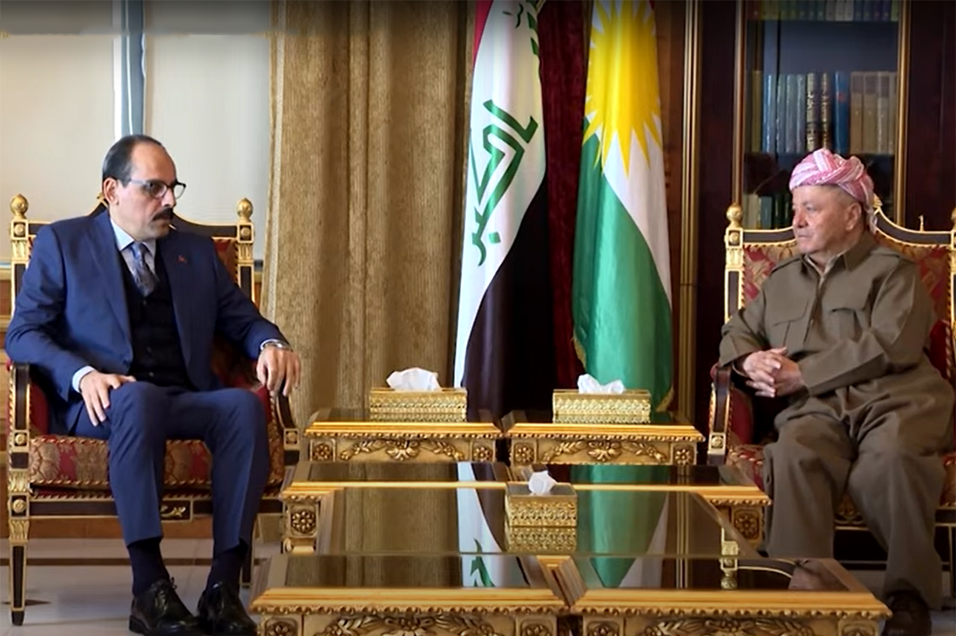 Serokê PDKê Mesûd Barzanî, Serokê MÎTê Kalin pêşwazî kir