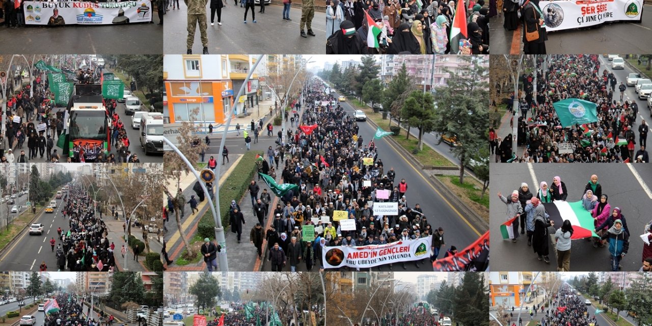 Dünya Kudüs Haftasında Diyarbakır'da görkemli yürüyüş