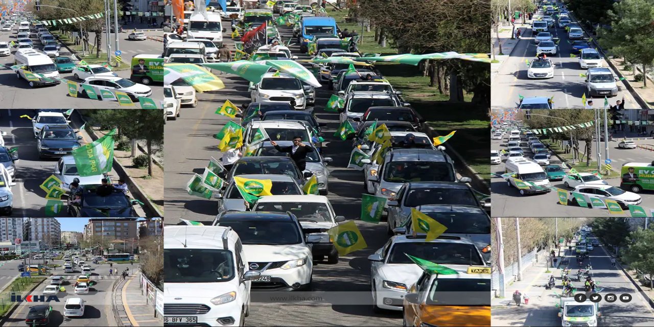 Seçim arifesinde HÜDA PAR araç konvoyuyla şehir turu yaptı