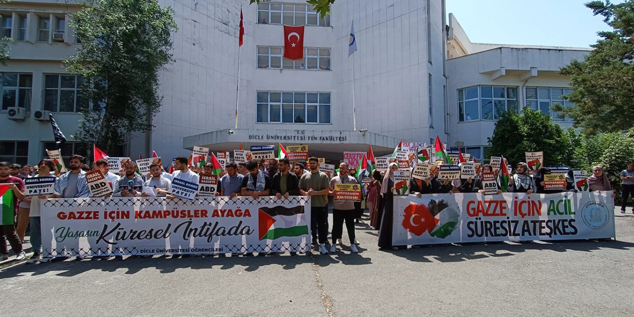 Diyarbakır Dicle Üniversitesi öğrencilerinden ABD'deki öğrencilerin "Gazze Eylemleri"ne destek