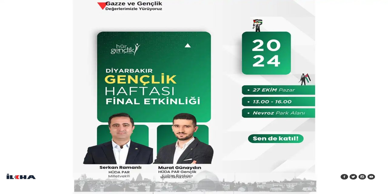 Fînala çalakîyên hefteya ciwanan a HUDA PARê ew ê li Diyarbekirê bê lidarxistin