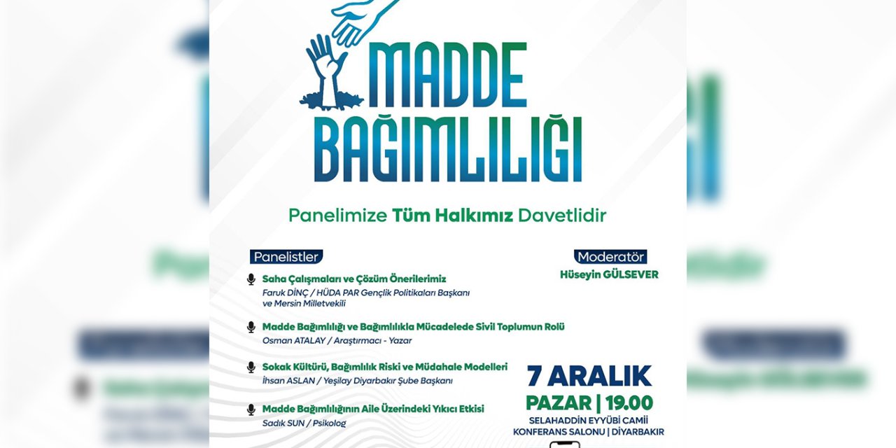 HÜDA PAR Gençlik Kolları Diyarbakır'da Madde Bağımlılığı paneli düzenliyor