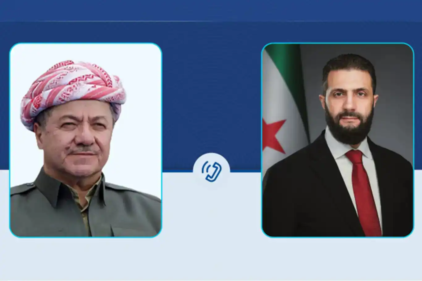 Mesûd Barzanî bi Ehmed Şara re bi telefonê axivî