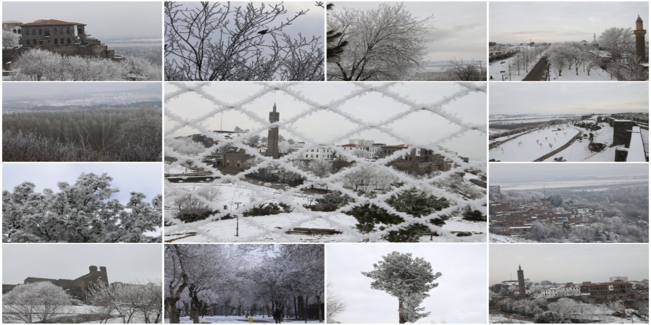 Diyarbakır’da soğuk havanın oluşturduğu kırağı geriye kartpostallık kareler bıraktı