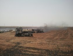 Saman yüklü TIR yandı