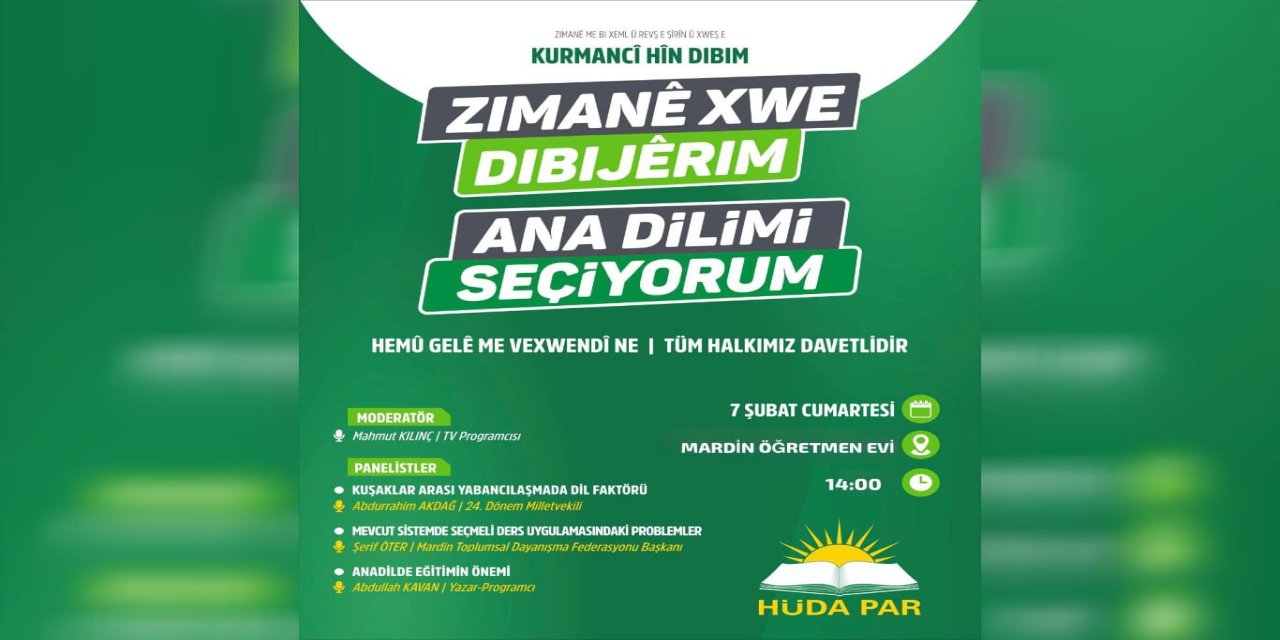 Mardin'de düzenlenecek olan "Ana Dilimi Seçiyorum" paneline davet
