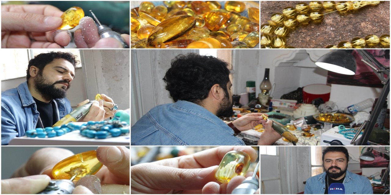 Mardinli tesbih ustası tarihi cami siluetlerini tesbih tanelerine işliyor