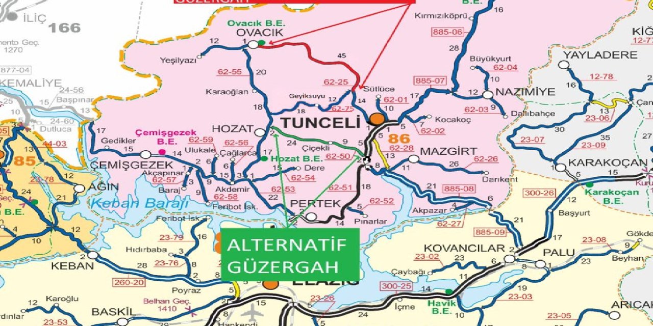 Rêya Dêrsim-Pulurê ew ê ji bo 2-3 rojan ji trafîkê re girtî be