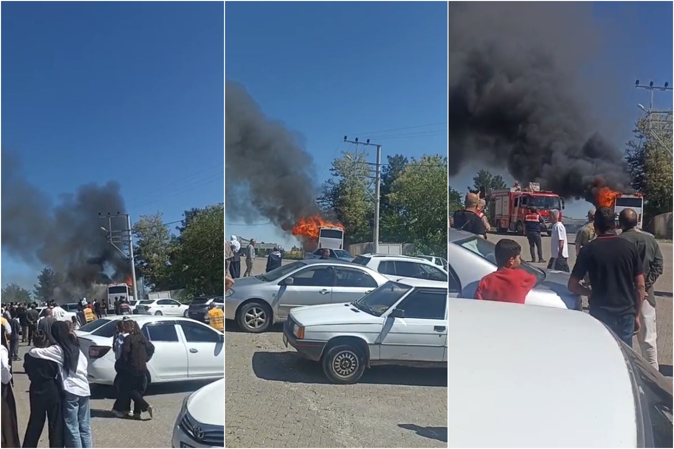 Şanlıurfa'nın Viranşehir ilçesinde yolcu otobüsü alevlere teslim oldu