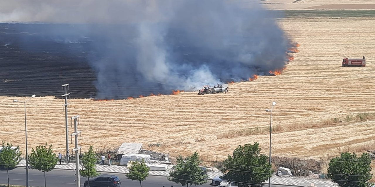 Diyarbakır'da anız yangını: Toplanmamış mahsule ulaşması an meselesi