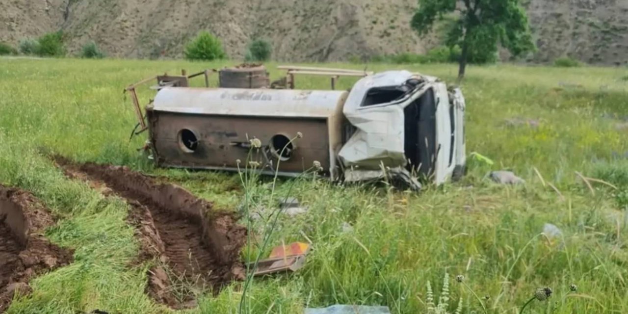 Bingöl Karlıova'da su tankeri uçuruma yuvarlandı: 1 ölü, 1 ağır yaralı