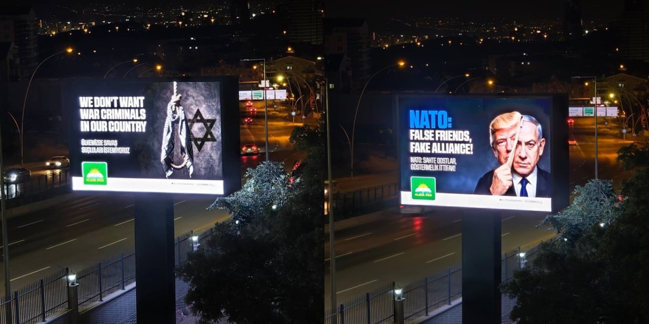 NATO'ya tepki içeren billboard sonrası HÜDA PAR merkez binasının elektriği kesildi!