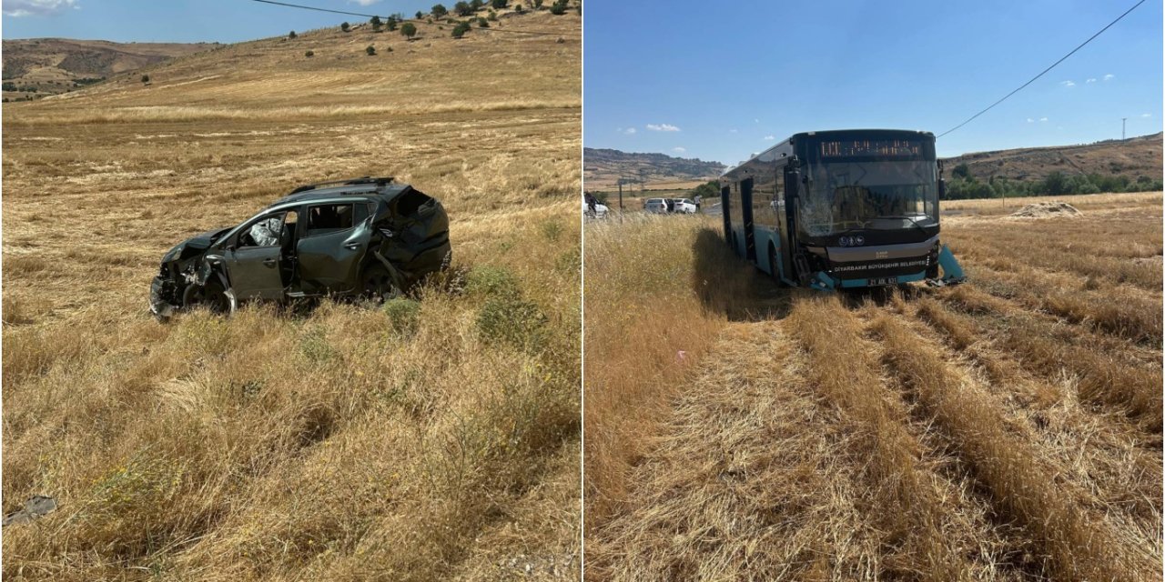 Diyarbakır Çermik'te belediye otobüsü ile otomobil çarpıştı: 3 yaralı